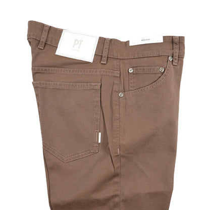 PT TORINO DENIM "REGGAE" リヨセル混コットン ストレッチテーパードパンツ ブラウン 30 | GUARDAROBA MILANO OFFICIAL STORE