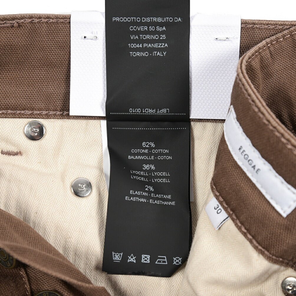 PT TORINO DENIM "REGGAE" リヨセル混コットン ストレッチテーパードパンツ ブラウン 30 | GUARDAROBA MILANO OFFICIAL STORE