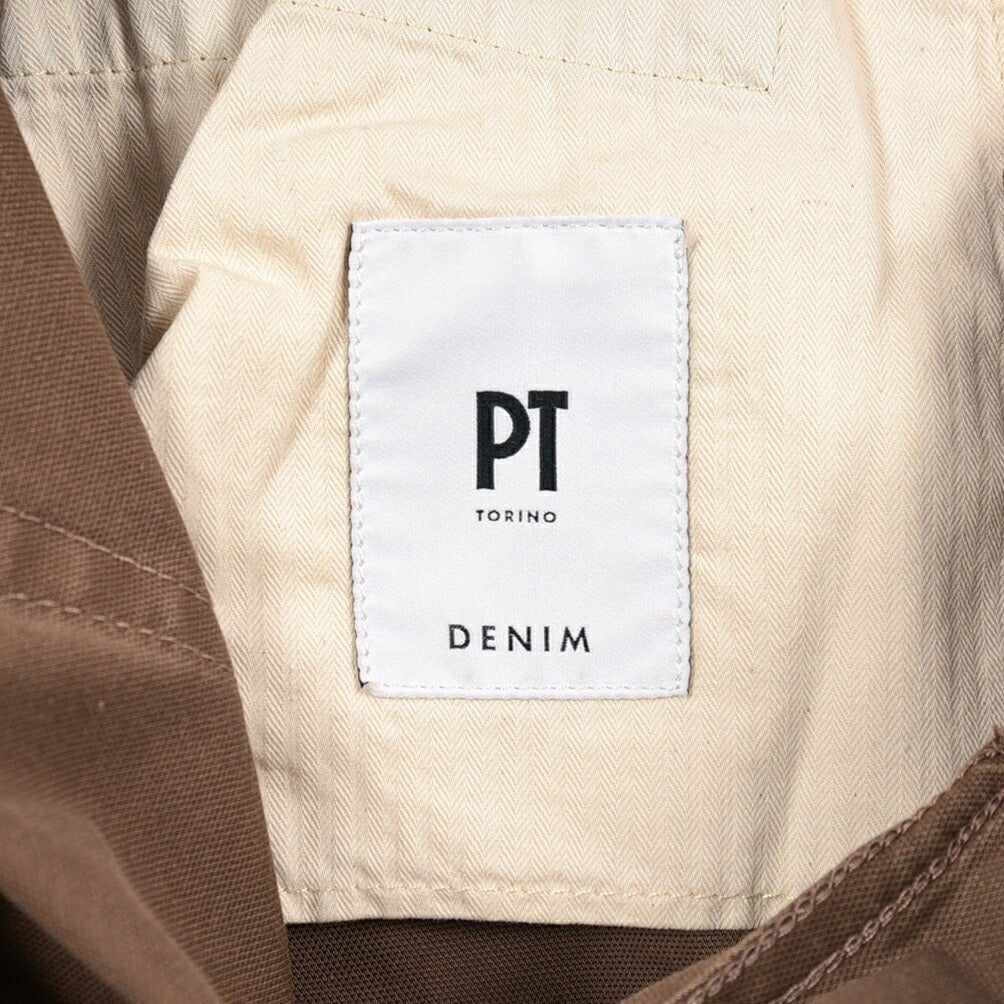 PT TORINO DENIM "REGGAE" リヨセル混コットン ストレッチテーパードパンツ ブラウン 30 | GUARDAROBA MILANO OFFICIAL STORE