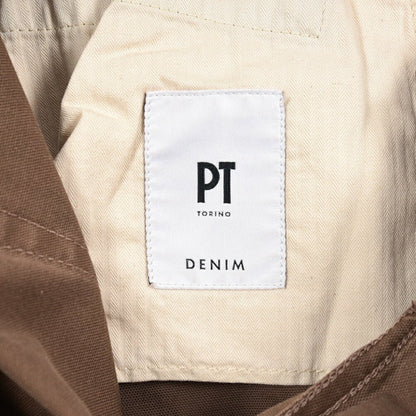 PT TORINO DENIM "REGGAE" リヨセル混コットン ストレッチテーパードパンツ ブラウン 30 | GUARDAROBA MILANO OFFICIAL STORE