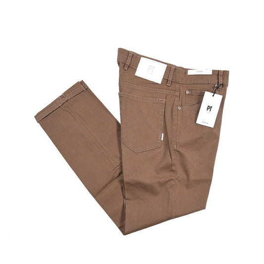 PT TORINO DENIM "REGGAE" リヨセル混コットン ストレッチテーパードパンツ ブラウン 30 | GUARDAROBA MILANO OFFICIAL STORE
