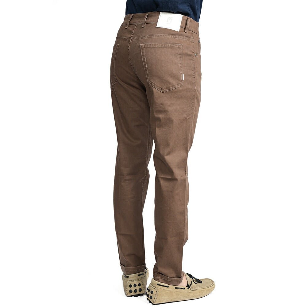 PT TORINO DENIM "REGGAE" リヨセル混コットン ストレッチテーパードパンツ ブラウン 30 | GUARDAROBA MILANO OFFICIAL STORE