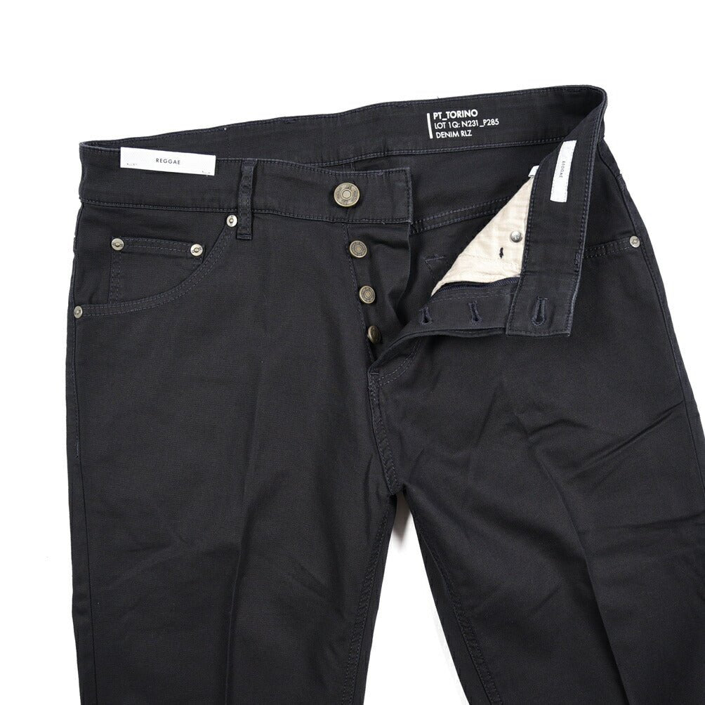 PT TORINO DENIM "REGGAE" リヨセル混コットン ストレッチテーパードパンツ ネイビー(0360) 31 | GUARDAROBA MILANO OFFICIAL STORE