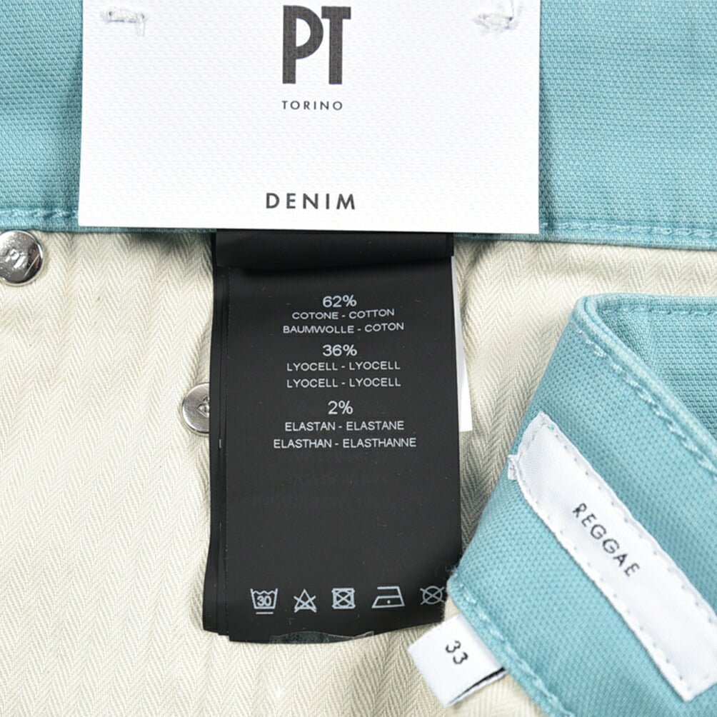 PT TORINO DENIM "REGGAE" リヨセル混コットンチノ ストレッチテーパードパンツ ライトグリーン 32 | GUARDAROBA MILANO OFFICIAL STORE