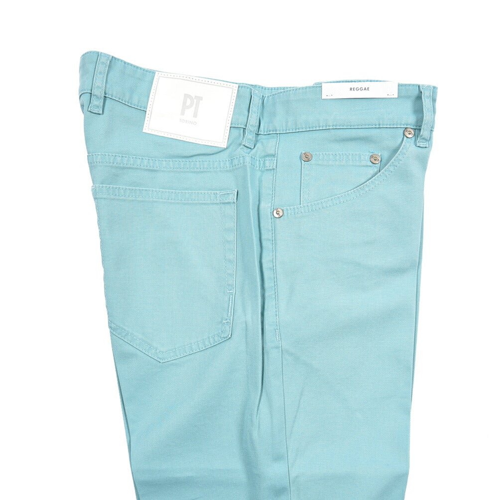 PT TORINO DENIM "REGGAE" リヨセル混コットンチノ ストレッチテーパードパンツ ライトグリーン 32 | GUARDAROBA MILANO OFFICIAL STORE
