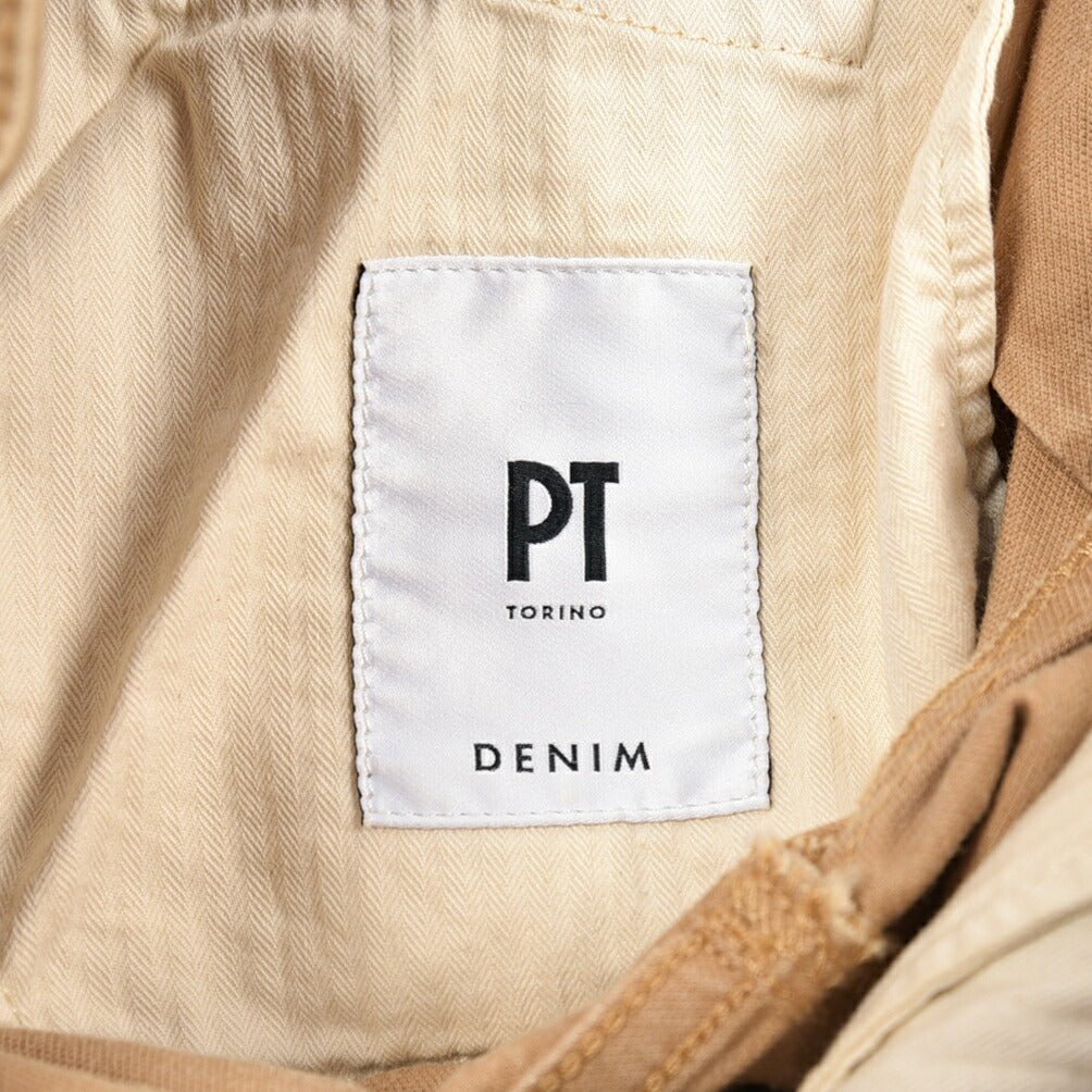 PT TORINO DENIM "REGGAE" リヨセル混コットンチノ ストレッチテーパードパンツ ライトブラウン 35 | GUARDAROBA MILANO OFFICIAL STORE