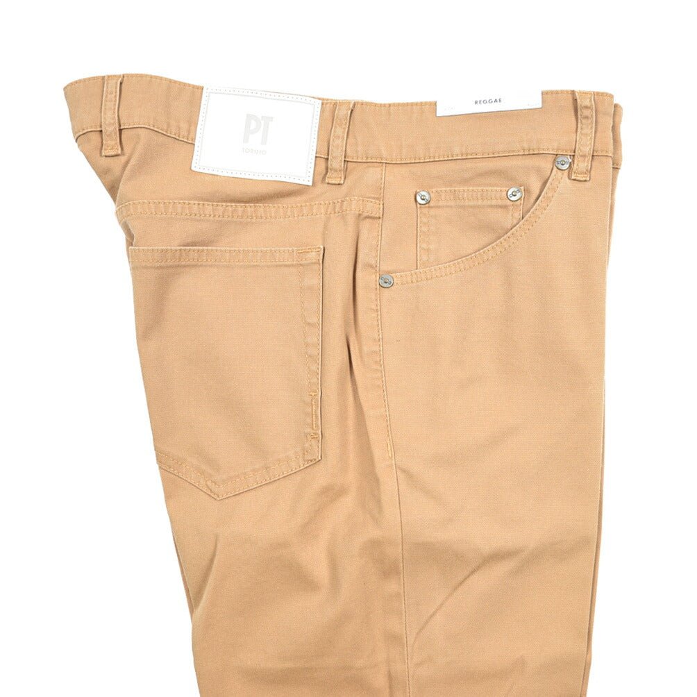 PT TORINO DENIM "REGGAE" リヨセル混コットンチノ ストレッチテーパードパンツ ライトブラウン 35 | GUARDAROBA MILANO OFFICIAL STORE