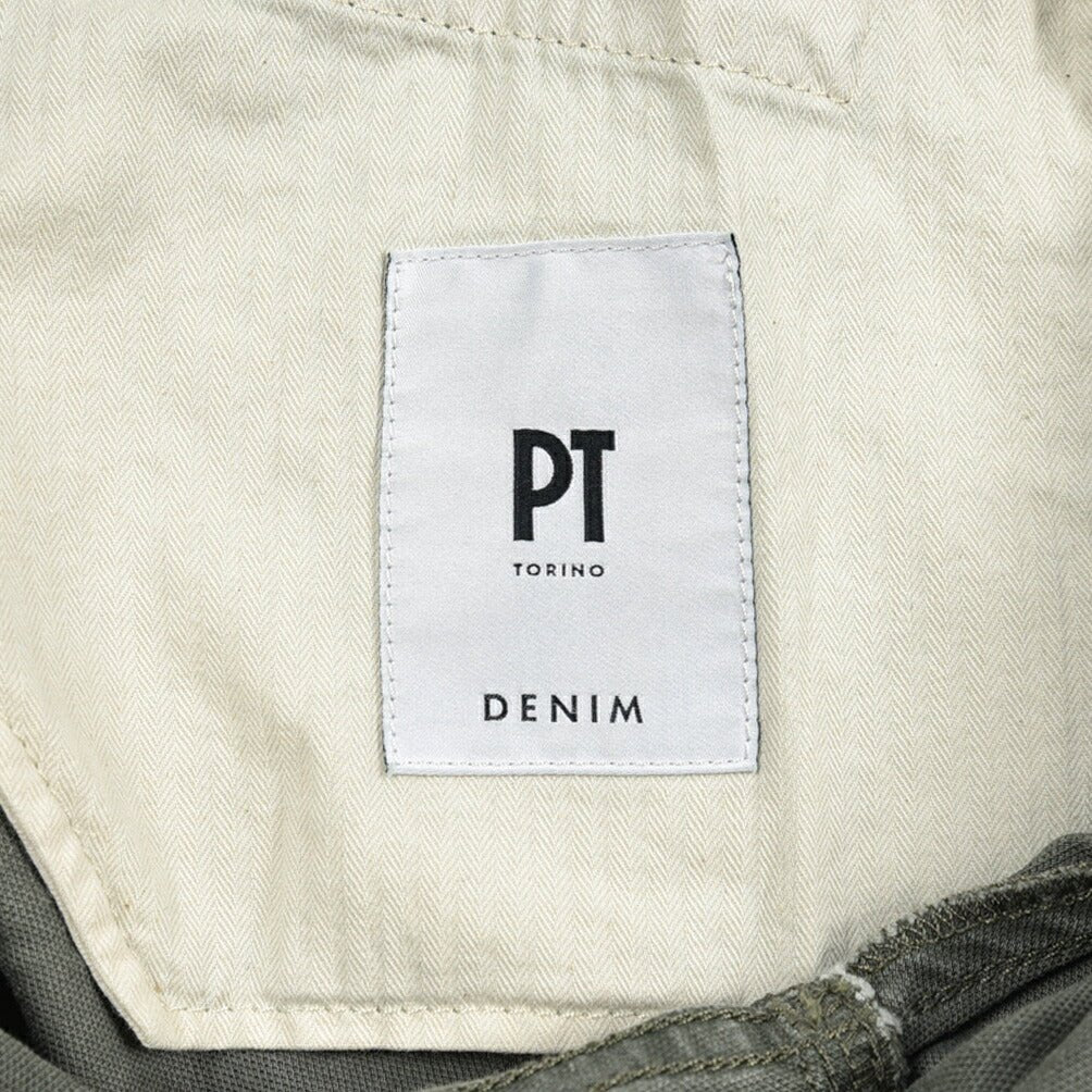 PT TORINO DENIM "REGGAE" リヨセル混コットンチノ ストレッチテーパードパンツ カーキグリーン 36 | GUARDAROBA MILANO OFFICIAL STORE