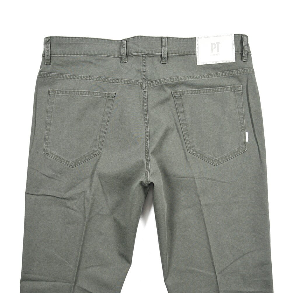 PT TORINO DENIM "REGGAE" リヨセル混コットンチノ ストレッチテーパードパンツ カーキグリーン 36 | GUARDAROBA MILANO OFFICIAL STORE