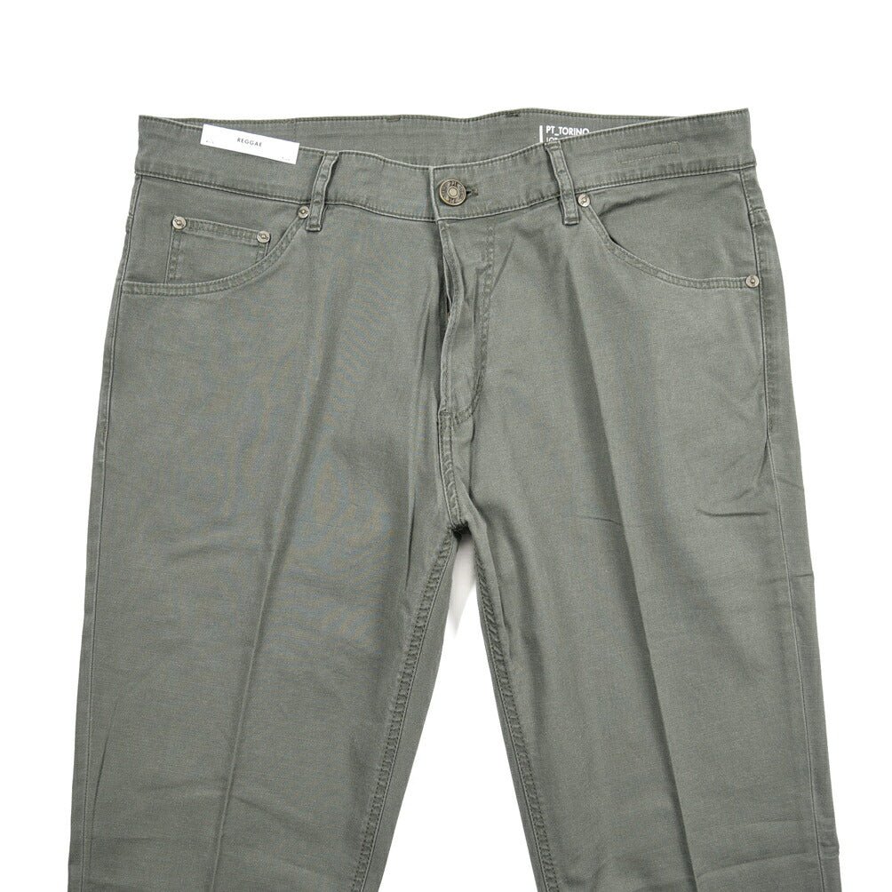 PT TORINO DENIM "REGGAE" リヨセル混コットンチノ ストレッチテーパードパンツ カーキグリーン 36 | GUARDAROBA MILANO OFFICIAL STORE