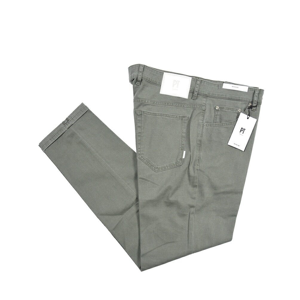 PT TORINO DENIM "REGGAE" リヨセル混コットンチノ ストレッチテーパードパンツ カーキグリーン 36 | GUARDAROBA MILANO OFFICIAL STORE