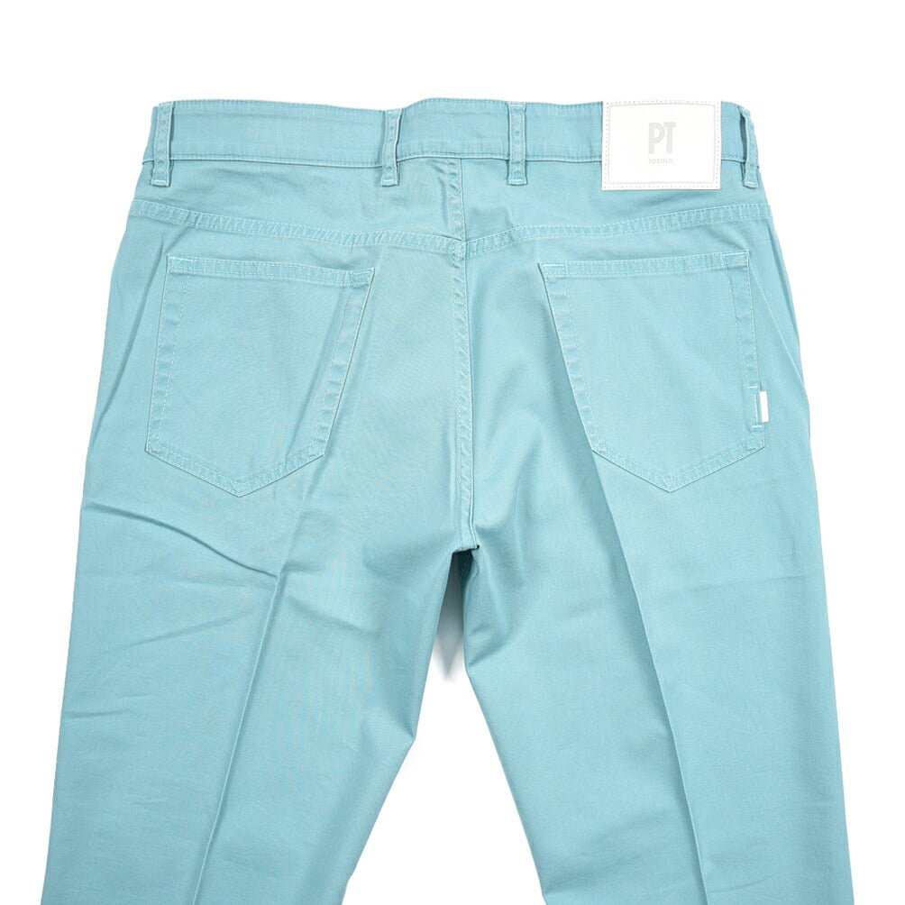 PT TORINO DENIM "REGGAE" リヨセル混コットンチノ ストレッチテーパードパンツ ライトグリーン 34 | GUARDAROBA MILANO OFFICIAL STORE