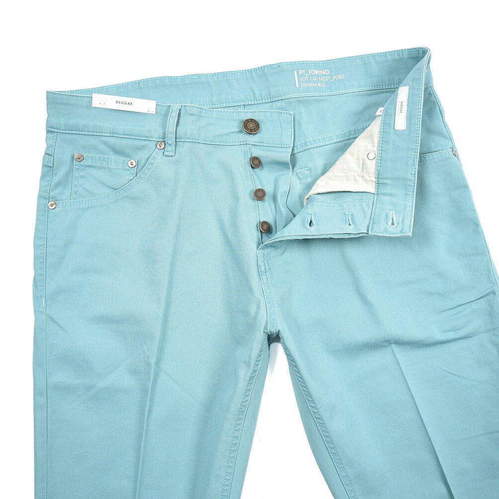 PT TORINO DENIM "REGGAE" リヨセル混コットンチノ ストレッチテーパードパンツ ライトグリーン 34 | GUARDAROBA MILANO OFFICIAL STORE