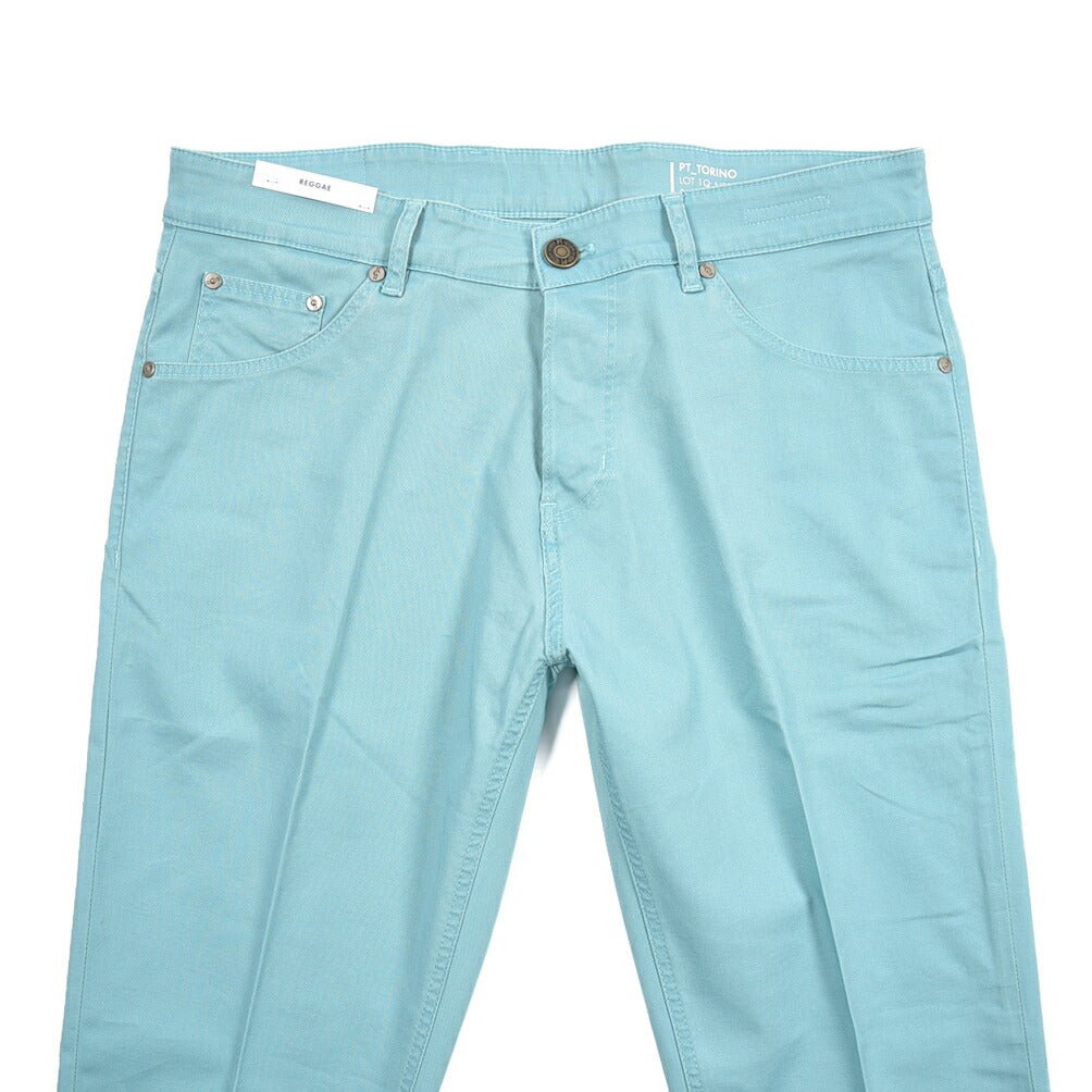 PT TORINO DENIM "REGGAE" リヨセル混コットンチノ ストレッチテーパードパンツ ライトグリーン 34 | GUARDAROBA MILANO OFFICIAL STORE