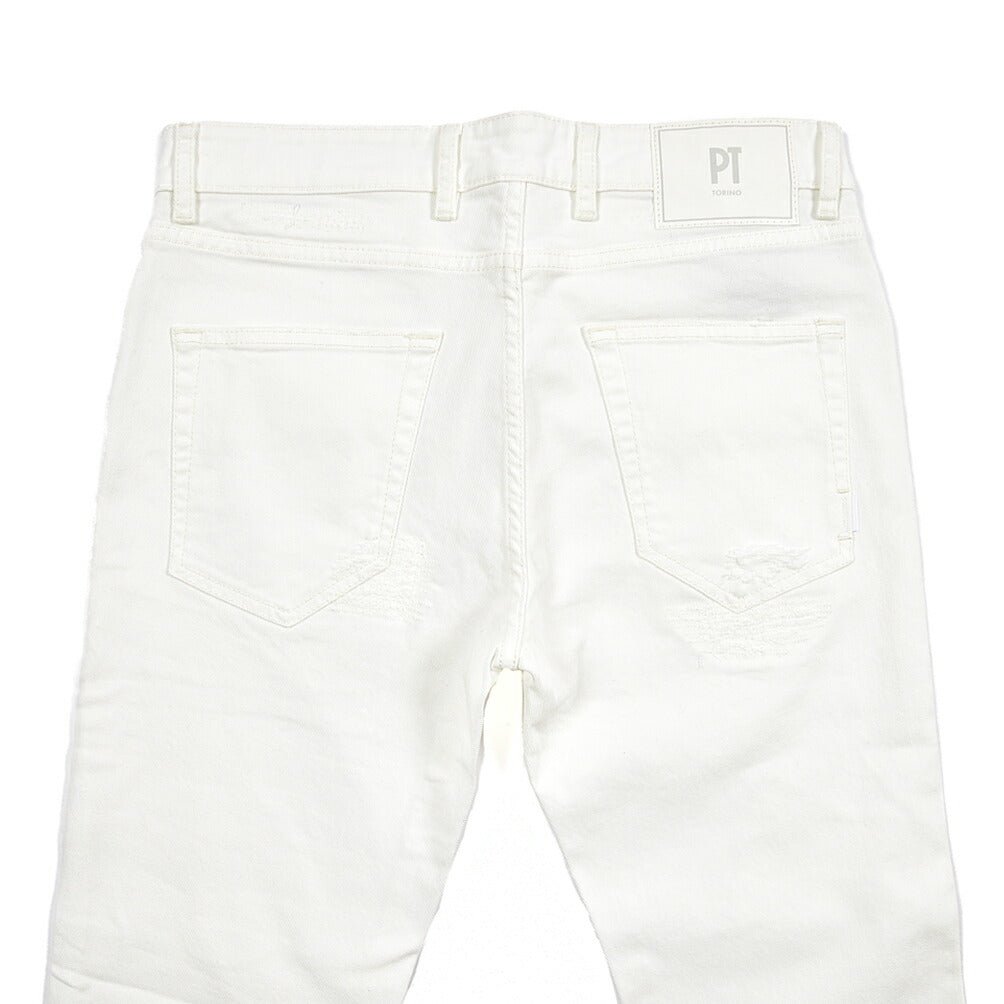 PT TORINO DENIM “ROCK” ストレッチデニム スキニージーンズ / ダメージ加工 ホワイト 30 | GUARDAROBA MILANO OFFICIAL STORE