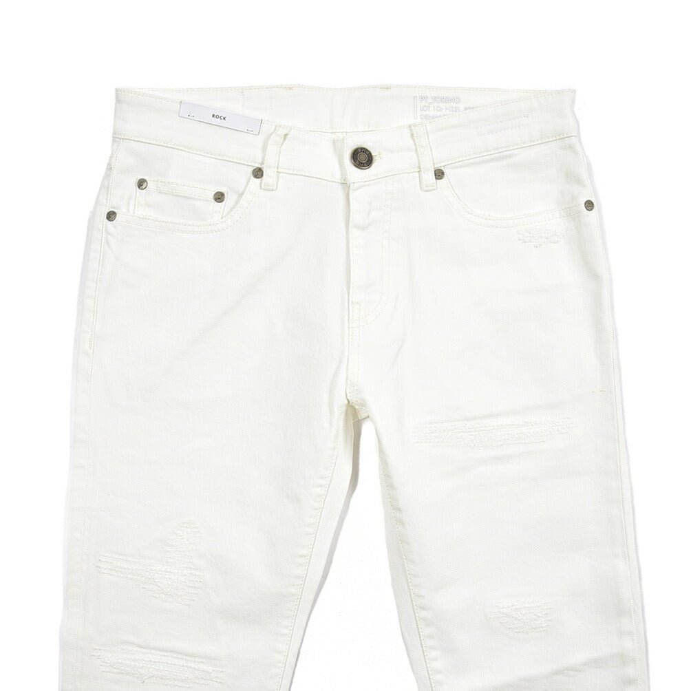 PT TORINO DENIM “ROCK” ストレッチデニム スキニージーンズ / ダメージ加工 ホワイト 30 | GUARDAROBA MILANO OFFICIAL STORE