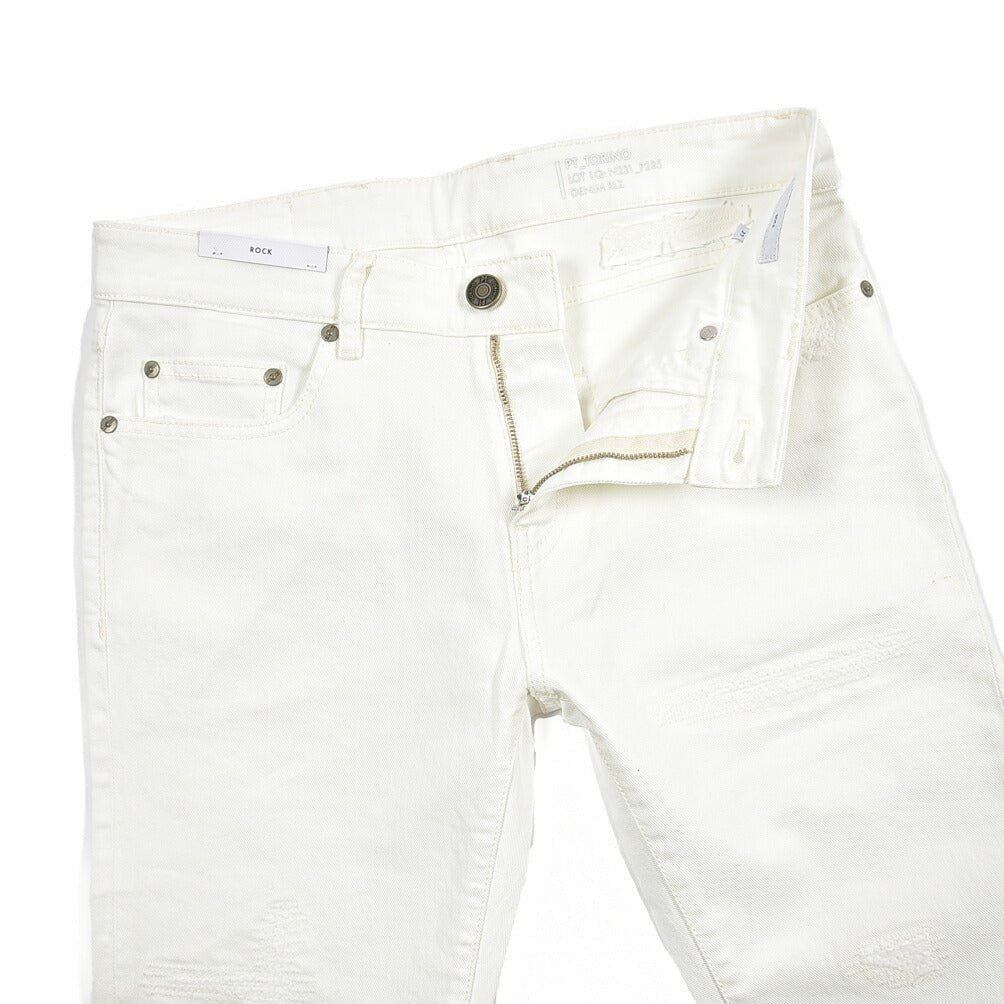 PT TORINO DENIM “ROCK” ストレッチデニム スキニージーンズ / ダメージ加工 ホワイト 30 | GUARDAROBA MILANO OFFICIAL STORE