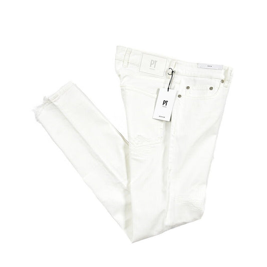 PT TORINO DENIM “ROCK” ストレッチデニム スキニージーンズ / ダメージ加工 ホワイト 30 | GUARDAROBA MILANO OFFICIAL STORE