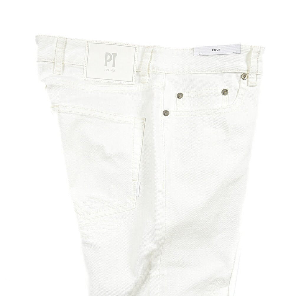 PT TORINO DENIM “ROCK” ストレッチデニム スキニージーンズ / ダメージ加工 ホワイト 30 | GUARDAROBA MILANO OFFICIAL STORE