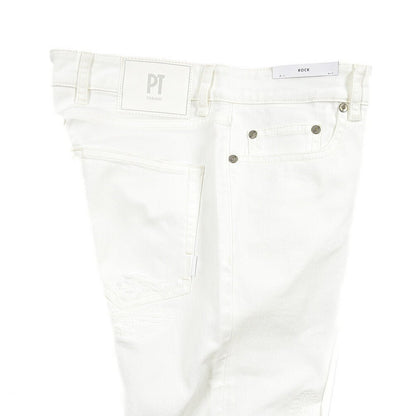 PT TORINO DENIM “ROCK” ストレッチデニム スキニージーンズ / ダメージ加工 ホワイト 30 | GUARDAROBA MILANO OFFICIAL STORE
