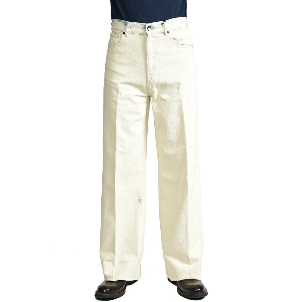 PT TORINO DENIM / "SKATER" コットン100%デニム ワイドシルエットジーンズ / ペイント加工 オフホワイト 26 | GUARDAROBA MILANO OFFICIAL STORE