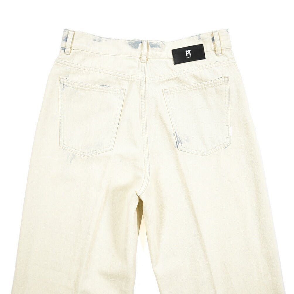 PT TORINO DENIM / "SKATER" コットン100%デニム ワイドシルエットジーンズ / ペイント加工 オフホワイト 26 | GUARDAROBA MILANO OFFICIAL STORE