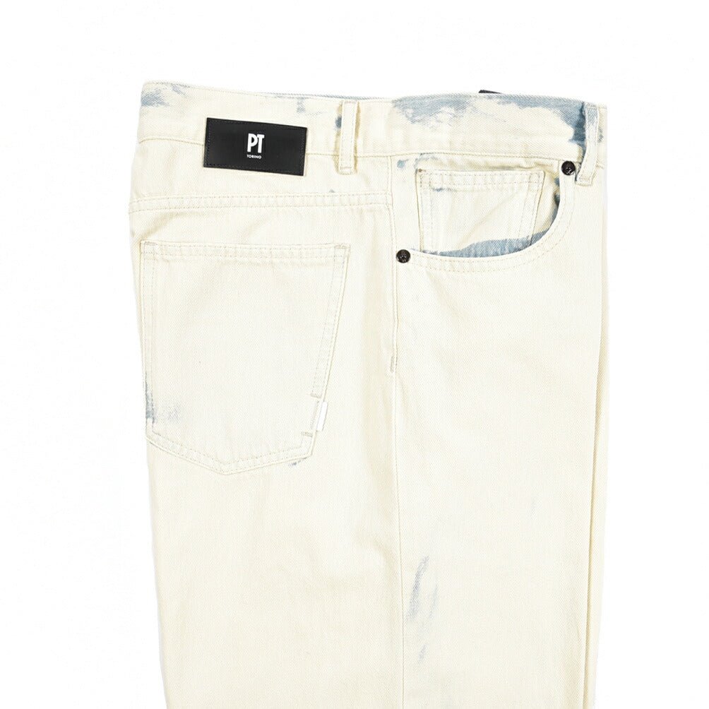 PT TORINO DENIM / "SKATER" コットン100%デニム ワイドシルエットジーンズ / ペイント加工 オフホワイト 26 | GUARDAROBA MILANO OFFICIAL STORE