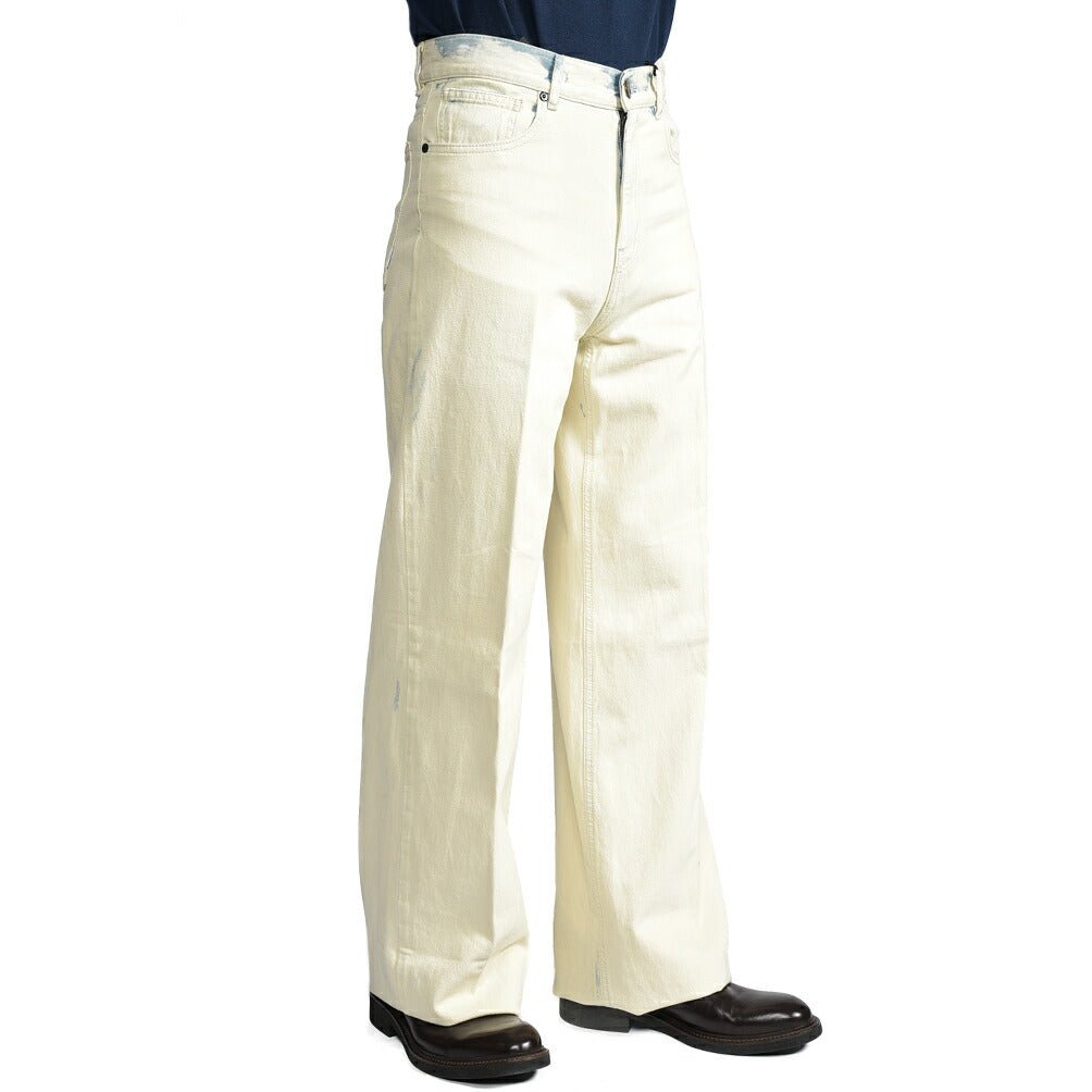 PT TORINO DENIM / "SKATER" コットン100%デニム ワイドシルエットジーンズ / ペイント加工 オフホワイト 26 | GUARDAROBA MILANO OFFICIAL STORE