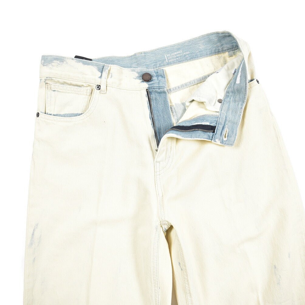 PT TORINO DENIM / "SKATER" コットン100%デニム ワイドシルエットジーンズ / ペイント加工 オフホワイト 26 | GUARDAROBA MILANO OFFICIAL STORE