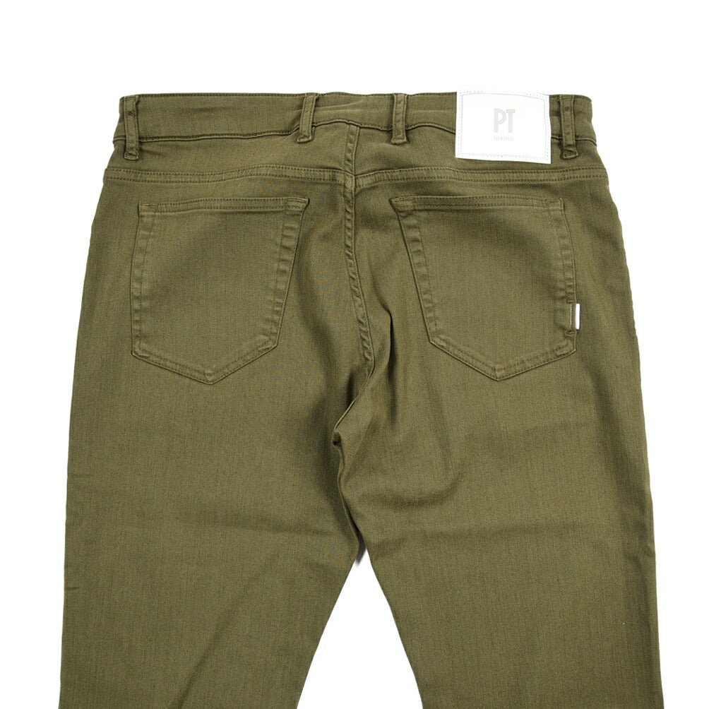 PT TORINO DENIM “SOUL” リヨセル混コットン ストレッチカラーパンツ カーキグリーン 34 | GUARDAROBA MILANO OFFICIAL STORE