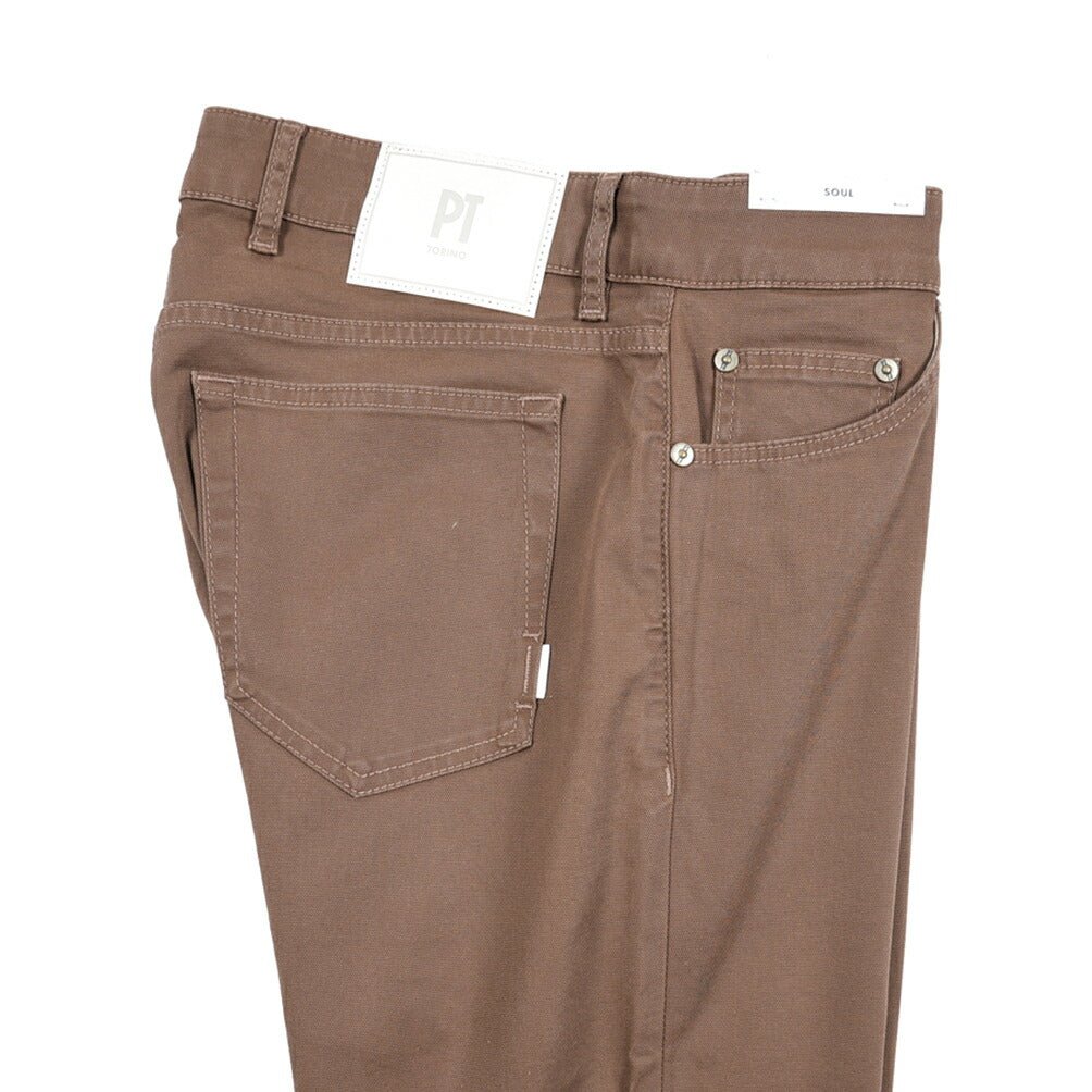 PT TORINO DENIM "SOUL" リヨセル混コットン ストレッチスリムパンツ ブラウン 31 | GUARDAROBA MILANO OFFICIAL STORE