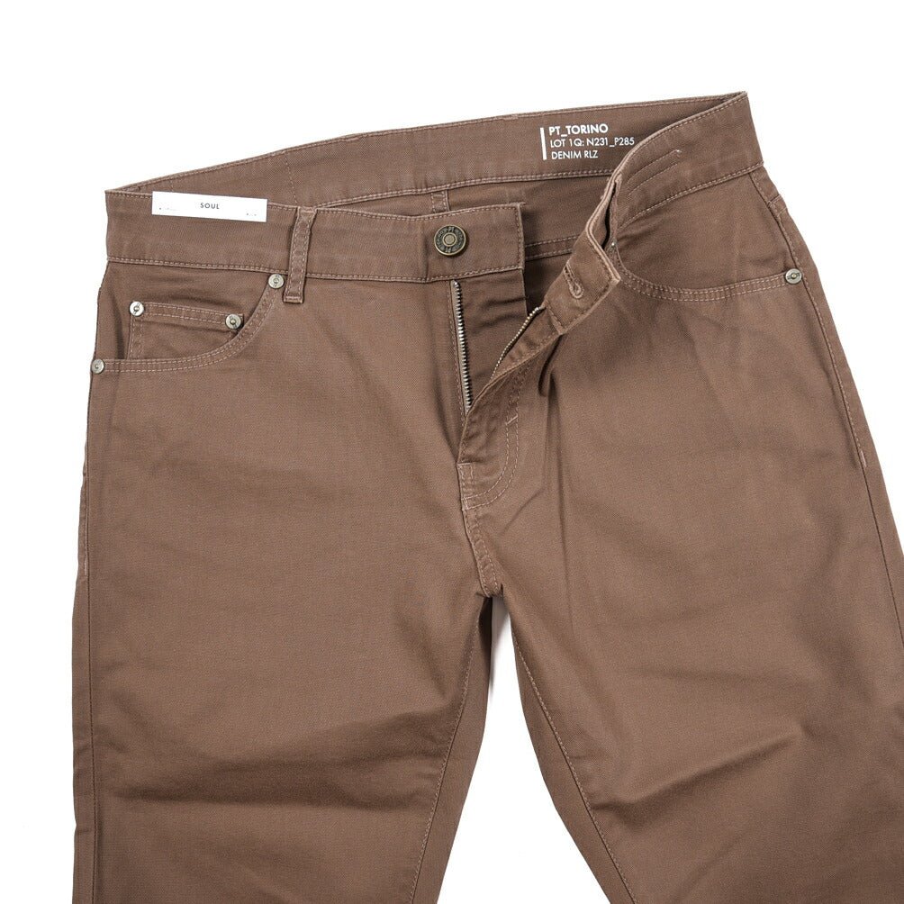 PT TORINO DENIM "SOUL" リヨセル混コットン ストレッチスリムパンツ ブラウン 31 | GUARDAROBA MILANO OFFICIAL STORE