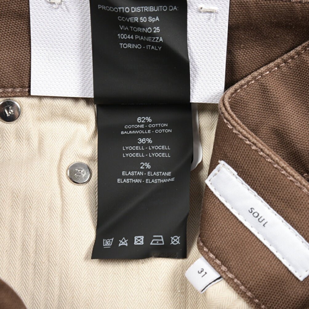 PT TORINO DENIM "SOUL" リヨセル混コットン ストレッチスリムパンツ ブラウン 31 | GUARDAROBA MILANO OFFICIAL STORE