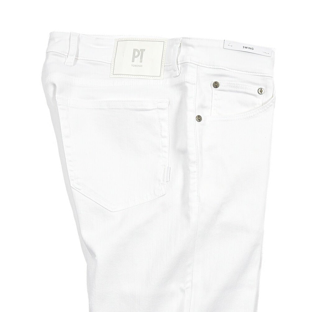 PT TORINO DENIM “SWING” リヨセル混コットン ストレッチカラーパンツ ホワイト 35 | GUARDAROBA MILANO OFFICIAL STORE
