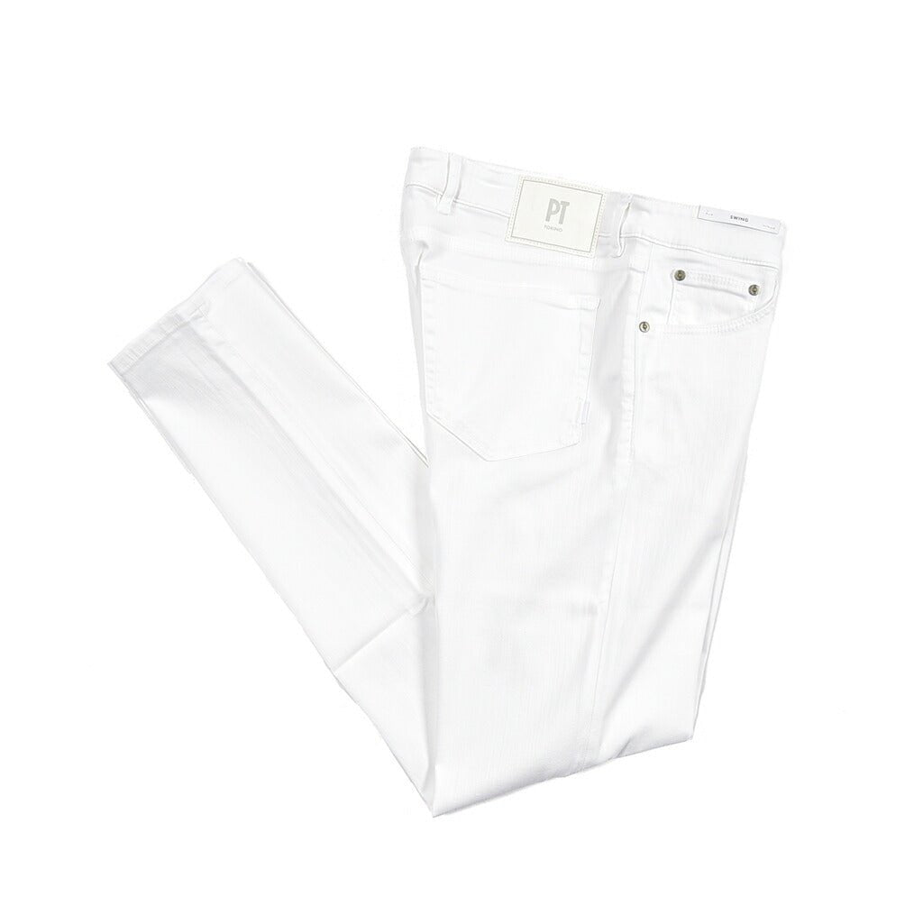 PT TORINO DENIM “SWING” リヨセル混コットン ストレッチカラーパンツ ホワイト 35 | GUARDAROBA MILANO OFFICIAL STORE