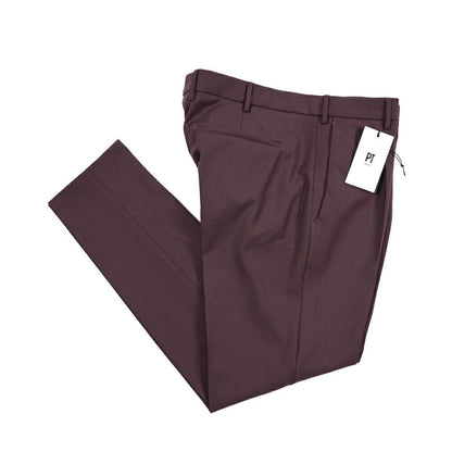 PT TORINO Edge “DIECI” ストレッチウール ワンタックスキニースラックス パープル 50 | GUARDAROBA MILANO OFFICIAL STORE