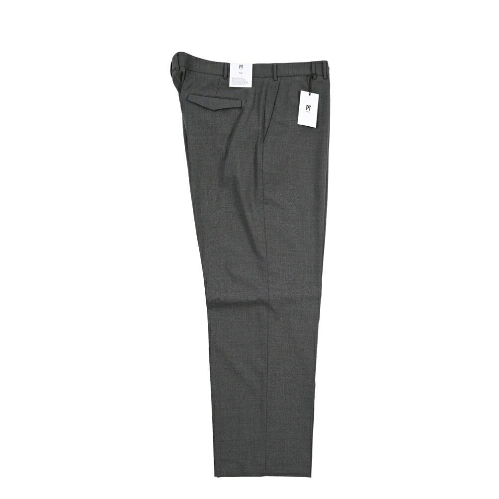 PT TORINO Edge “MICHAEL” ストレッチウール ノータックワイドスラックス グレー 58 | GUARDAROBA MILANO OFFICIAL STORE