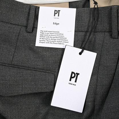 PT TORINO Edge “MICHAEL” ストレッチウール ノータックワイドスラックス グレー 58 | GUARDAROBA MILANO OFFICIAL STORE