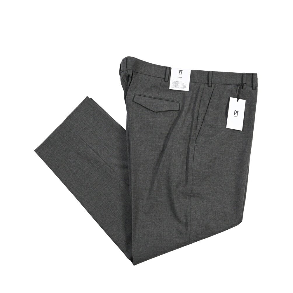 PT TORINO Edge “MICHAEL” ストレッチウール ノータックワイドスラックス グレー 58 | GUARDAROBA MILANO OFFICIAL STORE