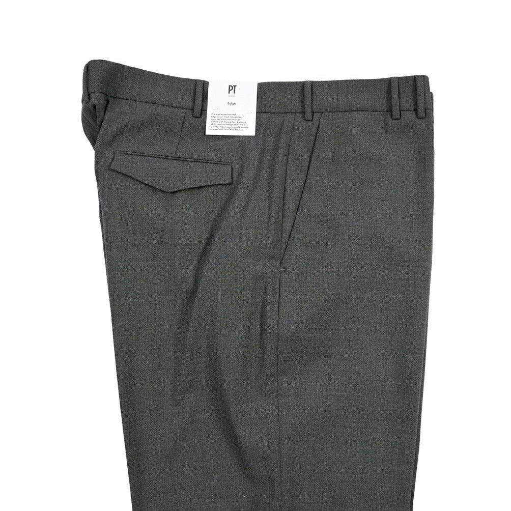 PT TORINO Edge “MICHAEL” ストレッチウール ノータックワイドスラックス グレー 58 | GUARDAROBA MILANO OFFICIAL STORE