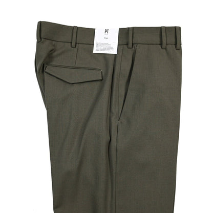 PT TORINO Edge “MICHAEL” ストレッチウール ノータックワイドスラックス カーキグリーン 48 | GUARDAROBA MILANO OFFICIAL STORE