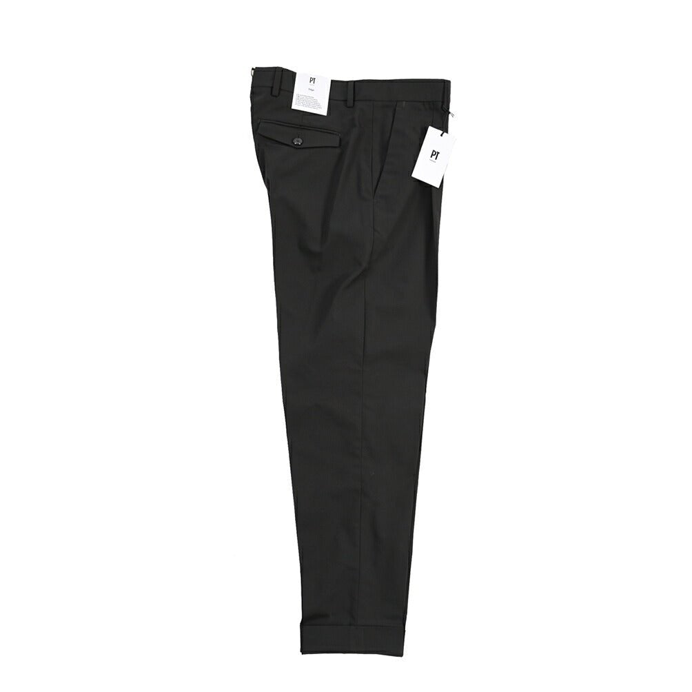 PT TORINO Edge “REBEL FIT” ポリエステル100% ワンタックスラックス ブラック 46 | GUARDAROBA MILANO OFFICIAL STORE