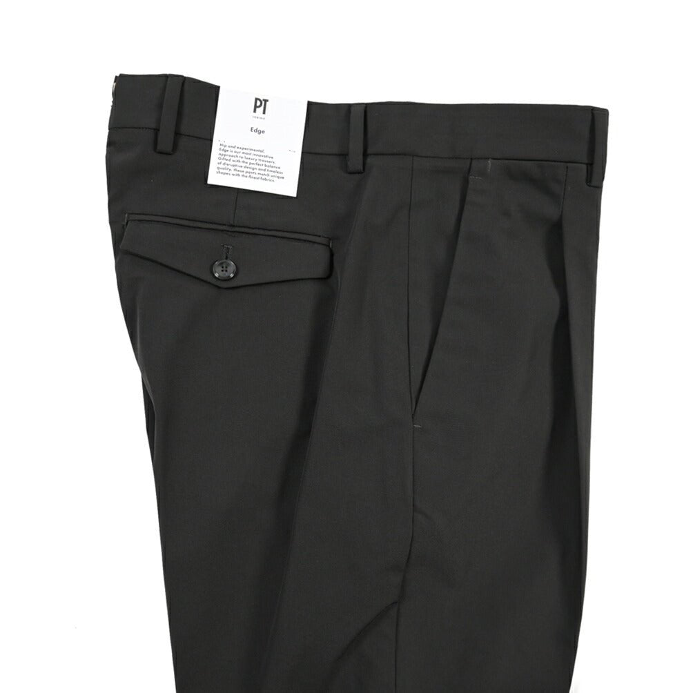 PT TORINO Edge “REBEL FIT” ポリエステル100% ワンタックスラックス ブラック 46 | GUARDAROBA MILANO OFFICIAL STORE
