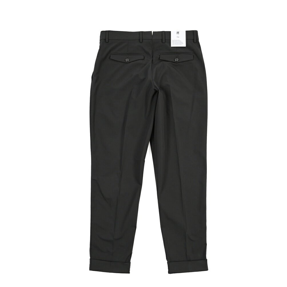 PT TORINO Edge “REBEL FIT” ポリエステル100% ワンタックスラックス ブラック 46 | GUARDAROBA MILANO OFFICIAL STORE