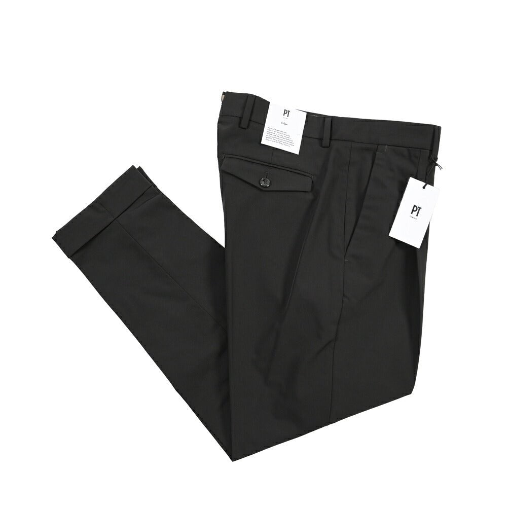 PT TORINO Edge “REBEL FIT” ポリエステル100% ワンタックスラックス ブラック 46 | GUARDAROBA MILANO OFFICIAL STORE