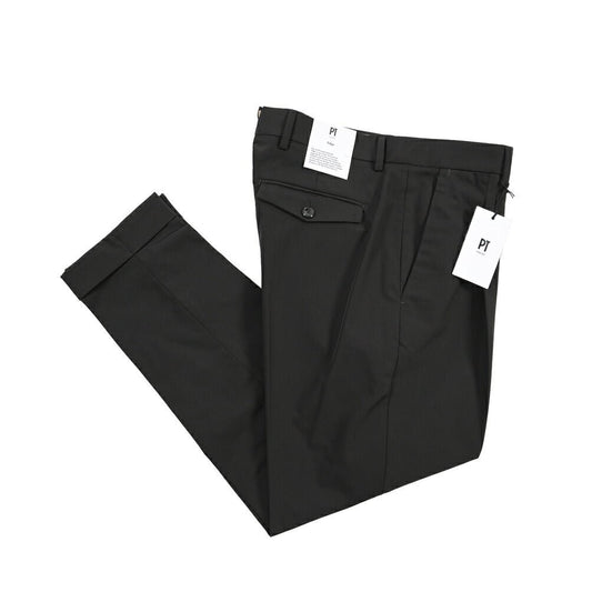 PT TORINO Edge “REBEL FIT” ポリエステル100% ワンタックスラックス ブラック 46 | GUARDAROBA MILANO OFFICIAL STORE