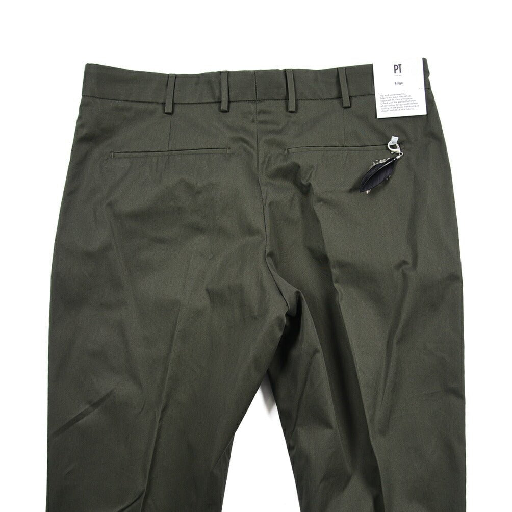 PT TORINO Edge "REBEL FIT" コットン100% ノータックテーパードパンツ / DELUXE COTTON カーキグリーン 48 | GUARDAROBA MILANO OFFICIAL STORE
