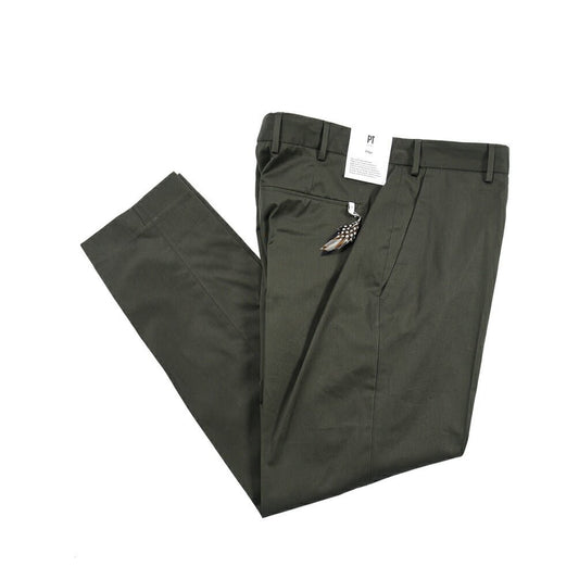 PT TORINO Edge "REBEL FIT" コットン100% ノータックテーパードパンツ / DELUXE COTTON カーキグリーン 48 | GUARDAROBA MILANO OFFICIAL STORE