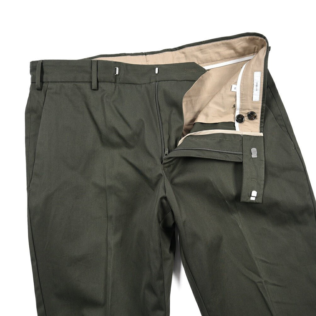 PT TORINO Edge "REBEL FIT" コットン100% ノータックテーパードパンツ / DELUXE COTTON カーキグリーン 48 | GUARDAROBA MILANO OFFICIAL STORE
