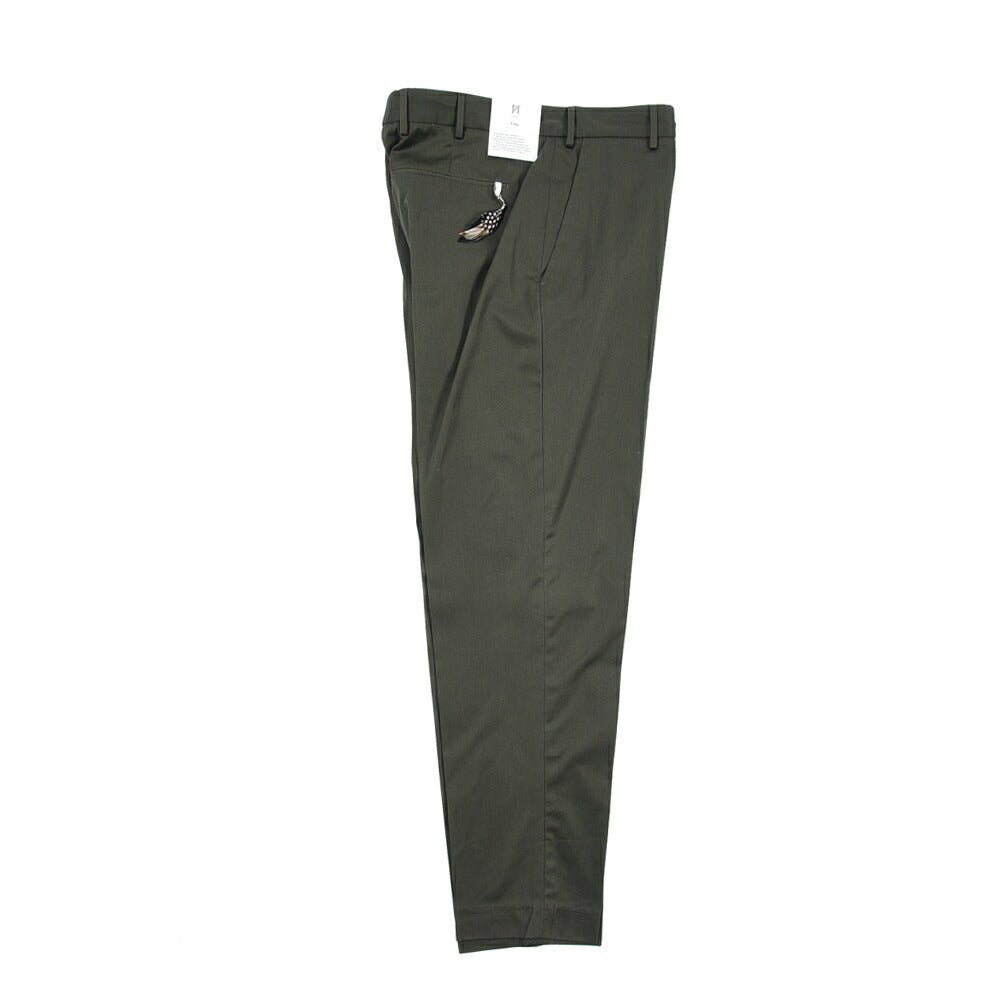 PT TORINO Edge "REBEL FIT" コットン100% ノータックテーパードパンツ / DELUXE COTTON カーキグリーン 48 | GUARDAROBA MILANO OFFICIAL STORE